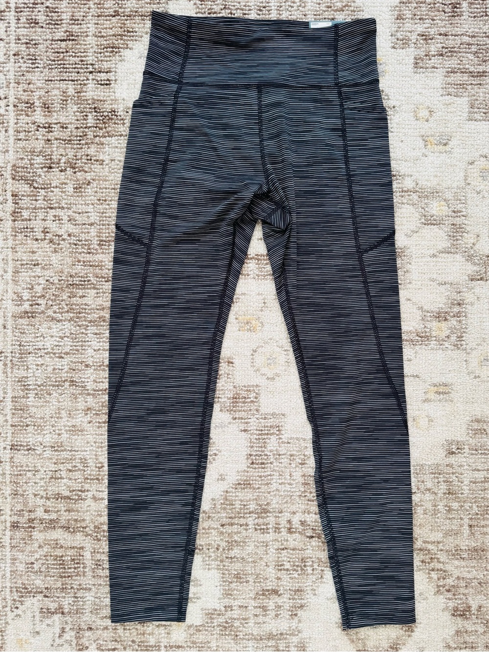 Women’s Tek Gear Workout Legging In Black, White-Gray Stripe